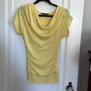 Pale yellow cowl neck shirt